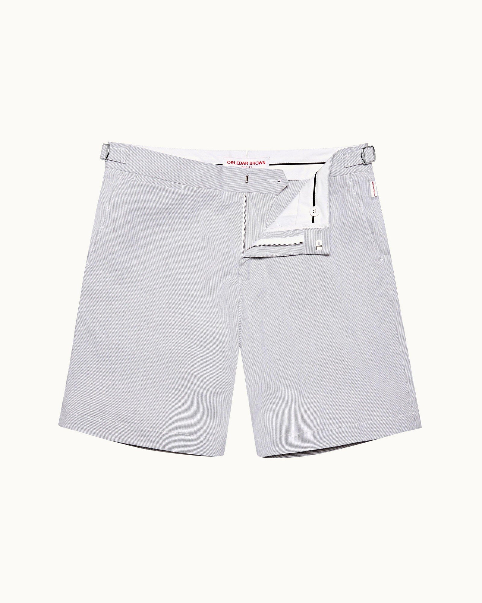 Midnight Navy/White Tailored Fit Cotton Seersucker Shorts | Midnight Navy/White