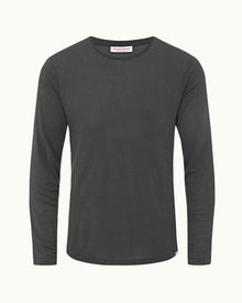 Ob-T Cashmere Piranha Grey Tailored Fit Crewneck Long-Sleeve Cashmere T-shirt | Piranha Grey
