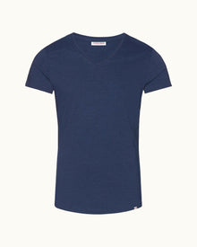 Ob-V Denim Tailored Fit V-neck T-Shirt | Denim Pigment