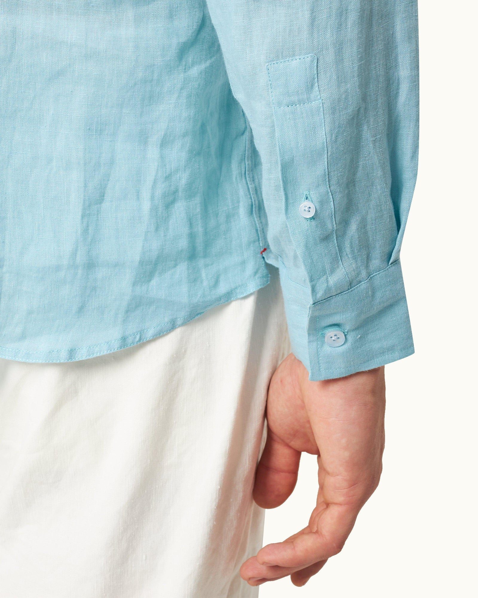 Summer Air Relaxed Fit Half Placket Laundered Linen Shirt | Summer Air