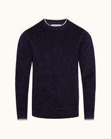 Pierce Towelling Navy/Alabaster Classic Fit Towelling Sweatshirt | Navy/Alabaster