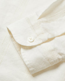 Ridley White Sand Relaxed Fit Overhead Embroidered Yoke Linen Shirt | White Sand