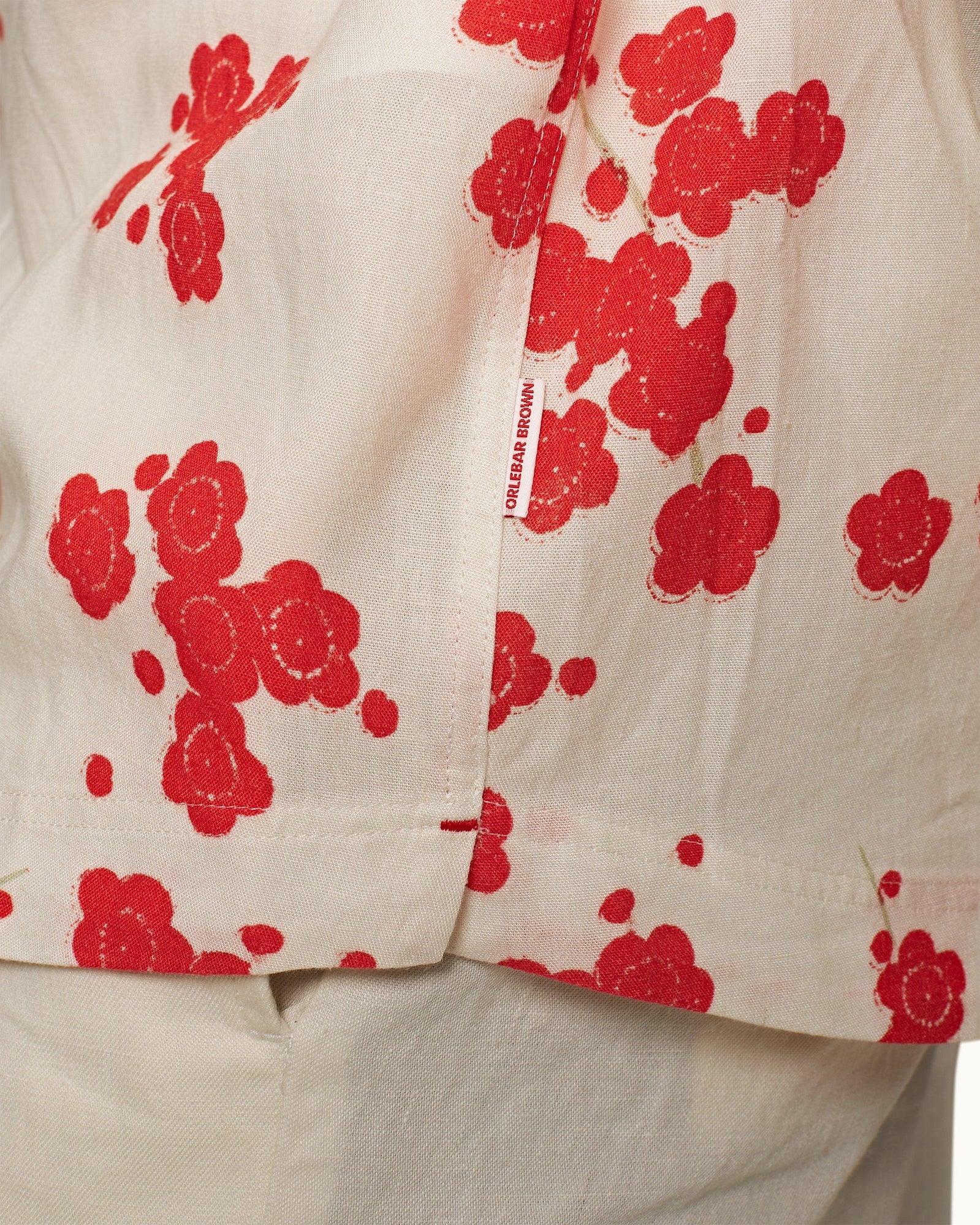 Ridley Blossom Print Relaxed Fit Resort Placket Overhead Shirt Red Plum Colour | Red