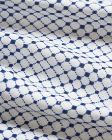 Ridley Linen White Sand/Azul Blue Tiescape Print Relaxed Fit Overhead Shirt | White Sand/Azul Blue