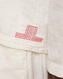 Sea Mist Classic Collar Overhead Mix Fabric Shirt | Sea Mist