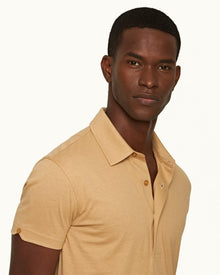 Sebastian Silk Biscuit Tailored Fit Cotton-Silk Polo Shirt | Biscuit
