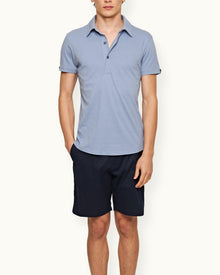 Sebastian Silk Tailored Fit Cotton-Silk Polo Shirt In Hush Blue | Hush