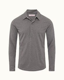 Cinder Tailored Fit Long-Sleeve Cotton-Silk Polo Shirt | Cinder
