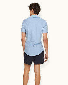 Sebastian  Towelling Tailored Fit Organic Cotton Towelling Polo Shirt In Cashew Colour | Blue Ash