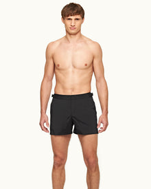 Black Bonded Tape Shorter-Length Swim Short | Black