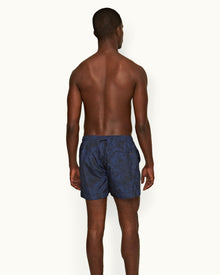 Setter Drawcord Midnight Navy Palmed Shorter-Length Drawcord Swim Shorts | Midnight Navy