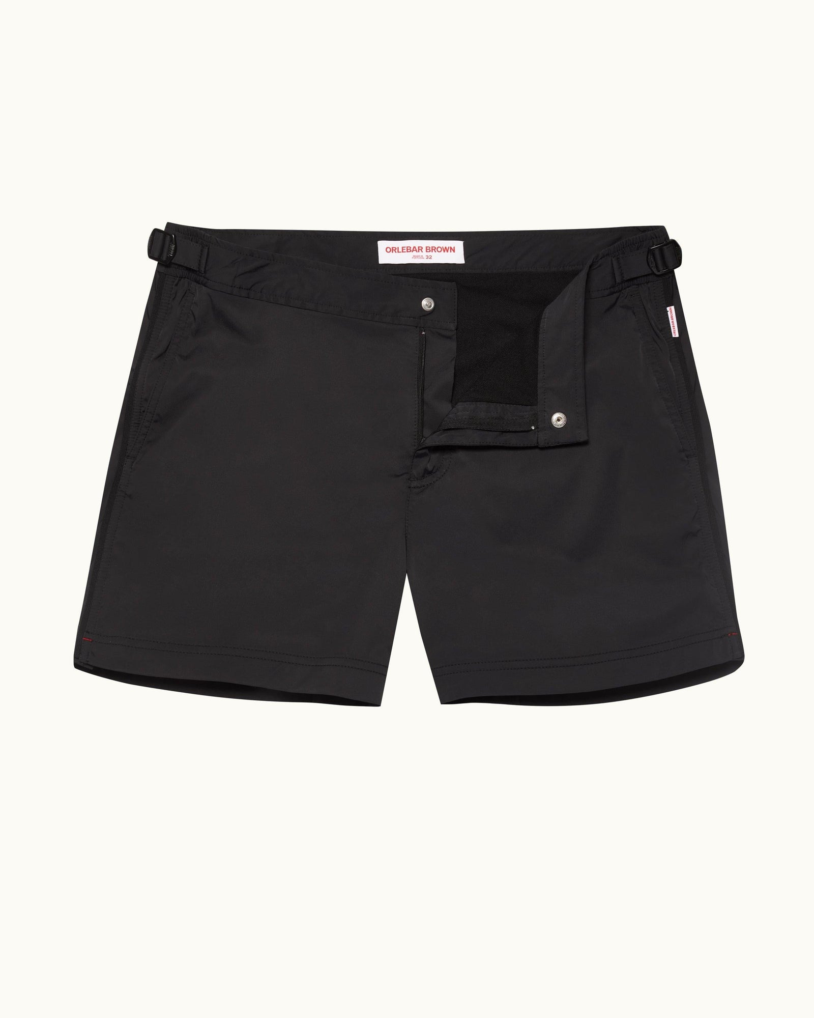 Setter Stretch Black Shorter-Length Stretch Nylon Swim Shorts | Black