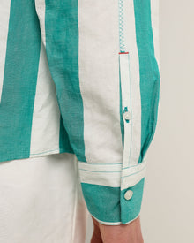 Men | Shanklin Stripe Shirt | Green/White Sand