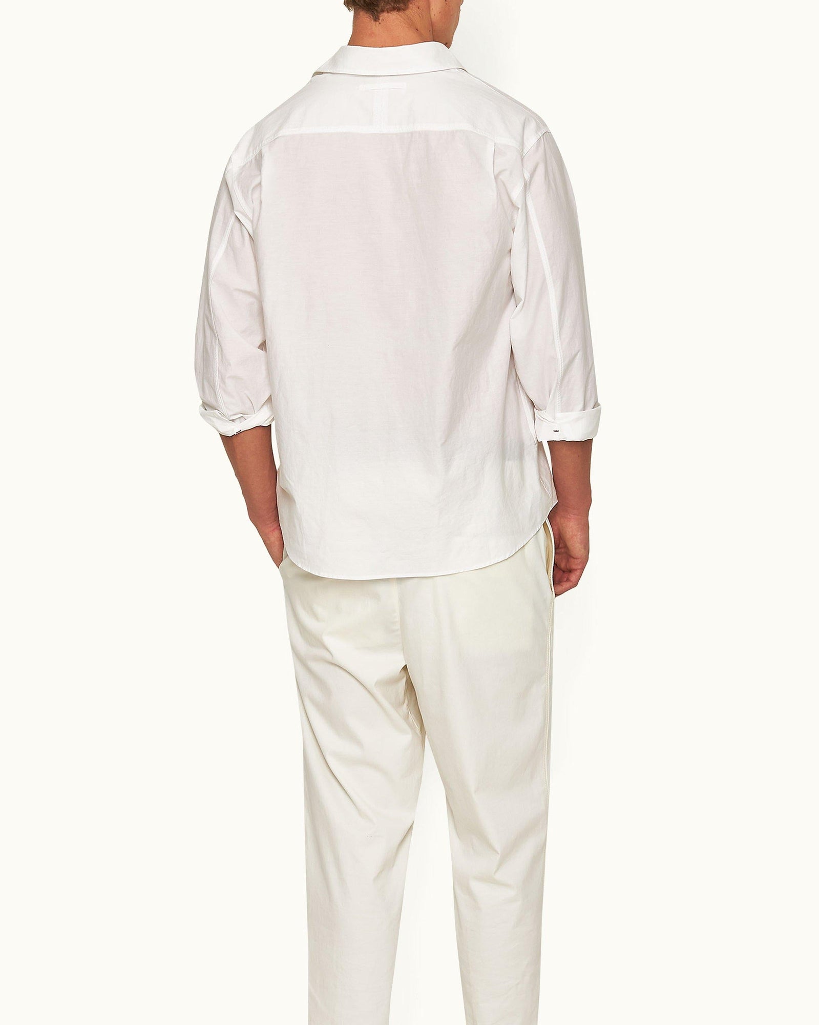 White Relaxed Fit Overhead Refined Cotton Shirt | White