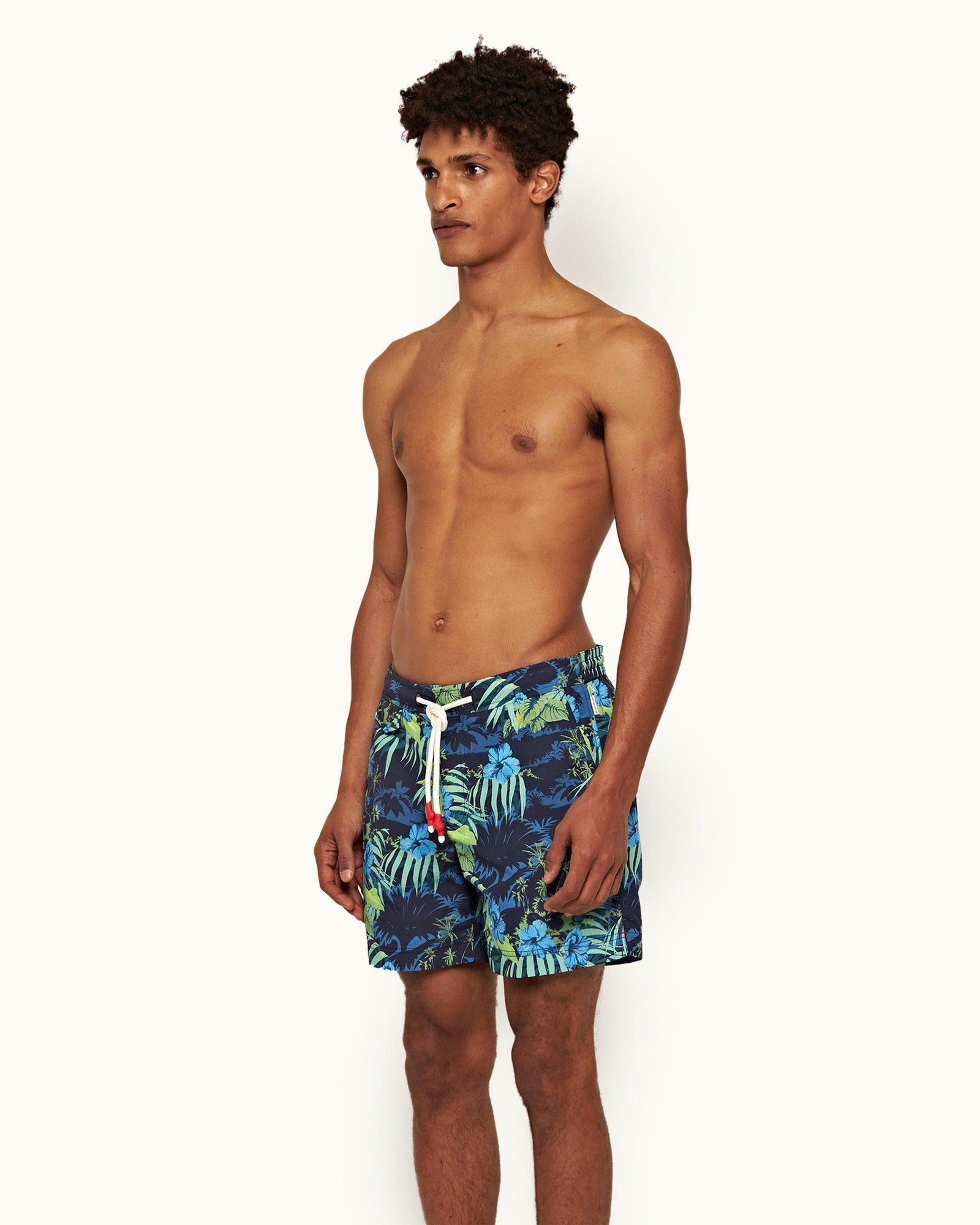 Night Iris Islet Print Mid-Length Drawcord Swim Shorts | Night Iris
