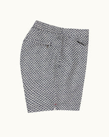 Standard Night Iris/White Sand Geo Print Mid-Length Drawcord Swim Shorts | Night Iris/White Sand