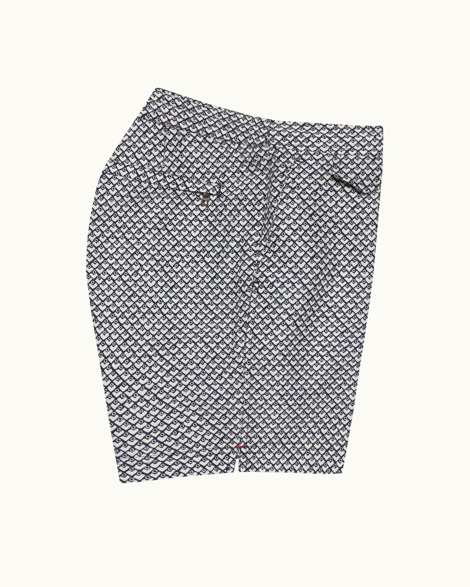 Standard Night Iris/White Sand Geo Print Mid-Length Drawcord Swim Shorts | Night Iris/White Sand