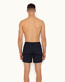 Navy Mid-Length O.B Stripe Drawcord Swim Shorts | Navy