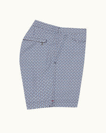 Standard Geo Print Mid-Length Drawcord Swim Shorts in Springfield Blue/White Sand colour | Springfield Blue/White Sand