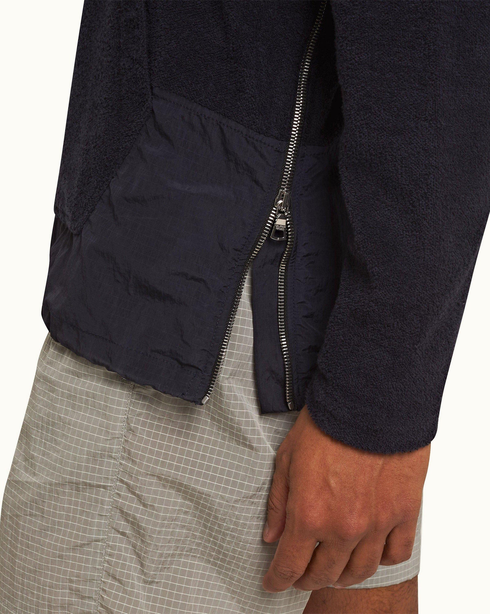 Night Iris Classic Fit Hooded Cotton Pique Towelling Sweatshirt | Night Iris