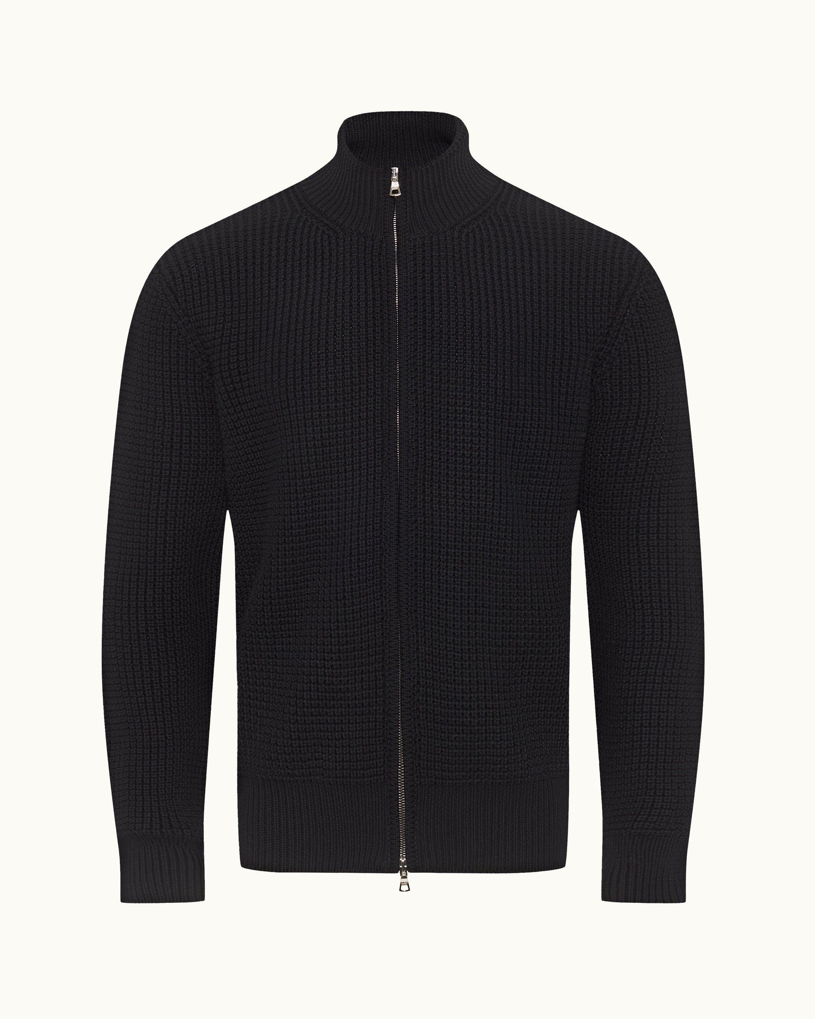 Night Iris Classic Fit Zip-Through Merino Jumper | Night Iris