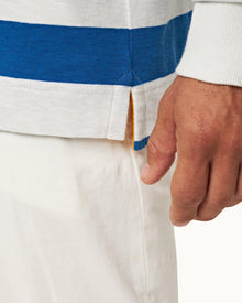 Signal Blue/Matchstick Stripe Classic Fit Long-Sleeve Polo Shirt | Signal Blue/Matchstick