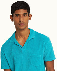 Terry Towelling Crystal Sea Tailored Fit Resort Towelling Polo Shirt | Crystal Sea