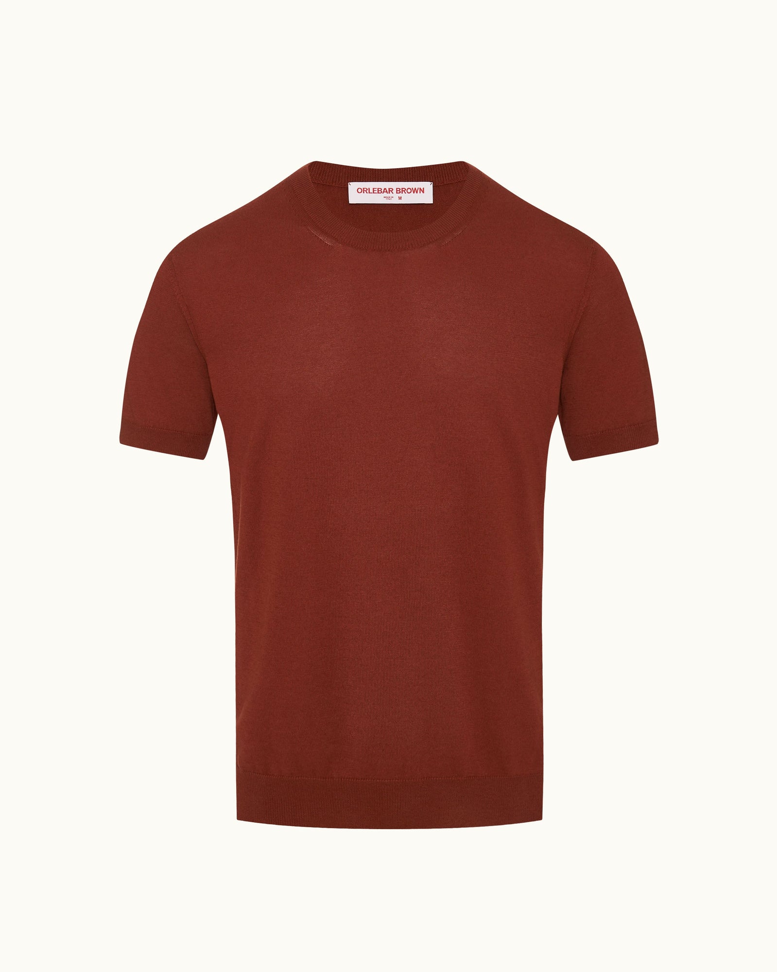 Classic Fit Fine Knit Cotton & Cashmere T-shirt in Canela | Canela