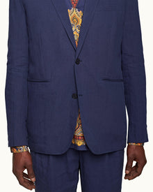 Ullock Lagoon Blue Tailored Fit Two-Button Unstructured Linen Blazer | Lagoon Blue