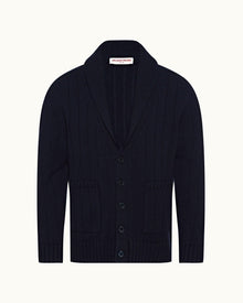 Night Iris Shawl Neck Lambswool Cardigan | Night Iris