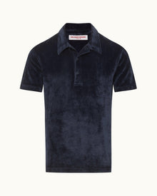 Midnight Navy Classic Fit Velvet Polo Shirt | Midnight Navy