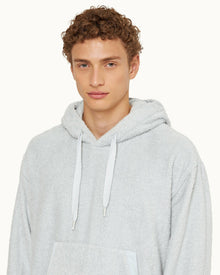 Serenity Blue Relaxed Fit Long Pile Towelling Hooded Sweatshirt | Serenity Blue