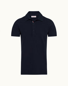 Navy O.B Stripe Organic Cotton Polo Shirt | Navy