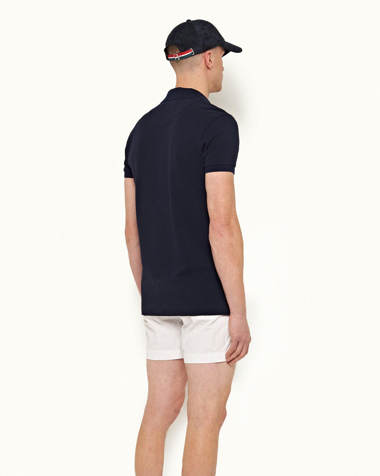 Navy O.B Stripe Organic Cotton Polo Shirt | Navy