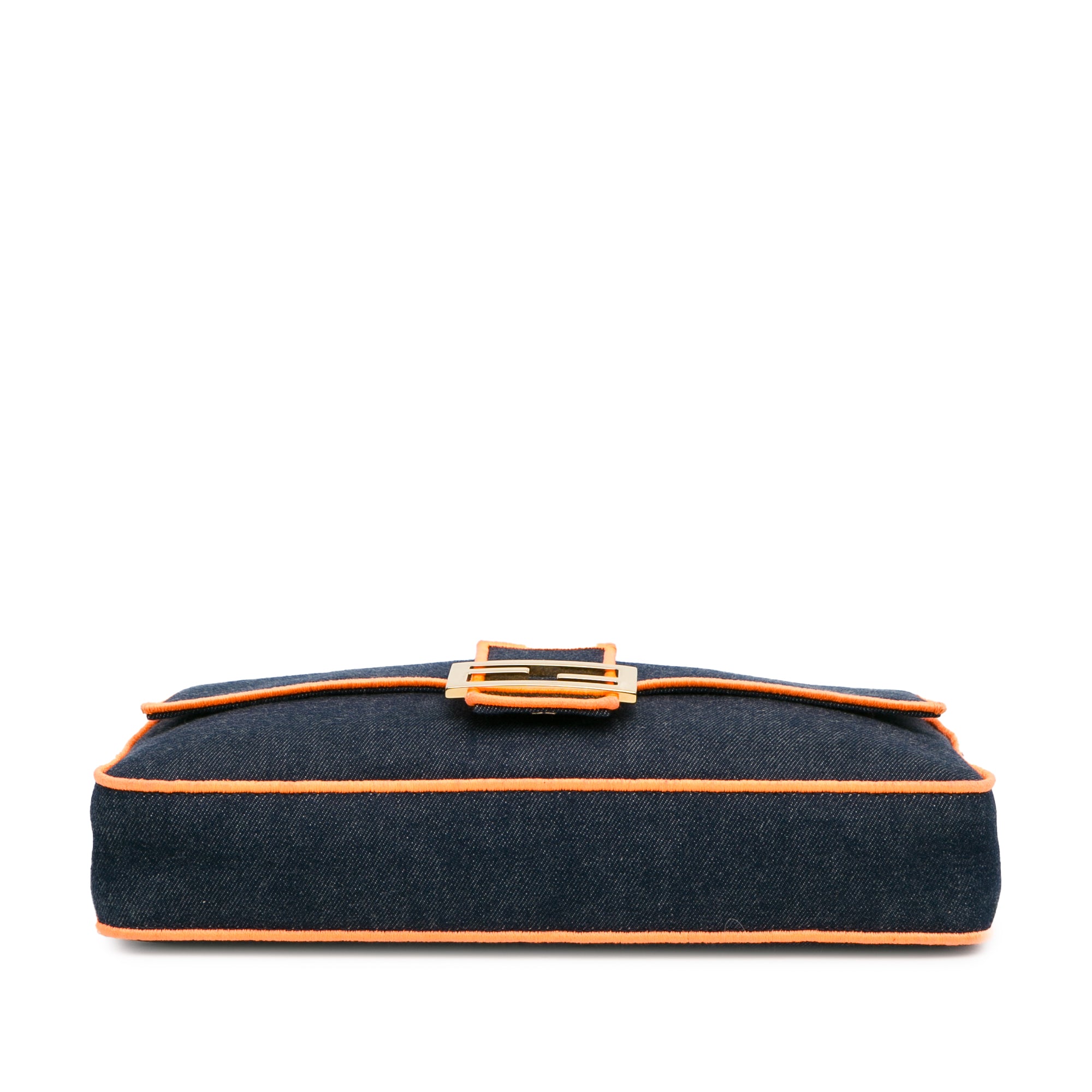 Fendi | Pre-Owned Large Denim Baguette Satchel | Blue/Dark Blue