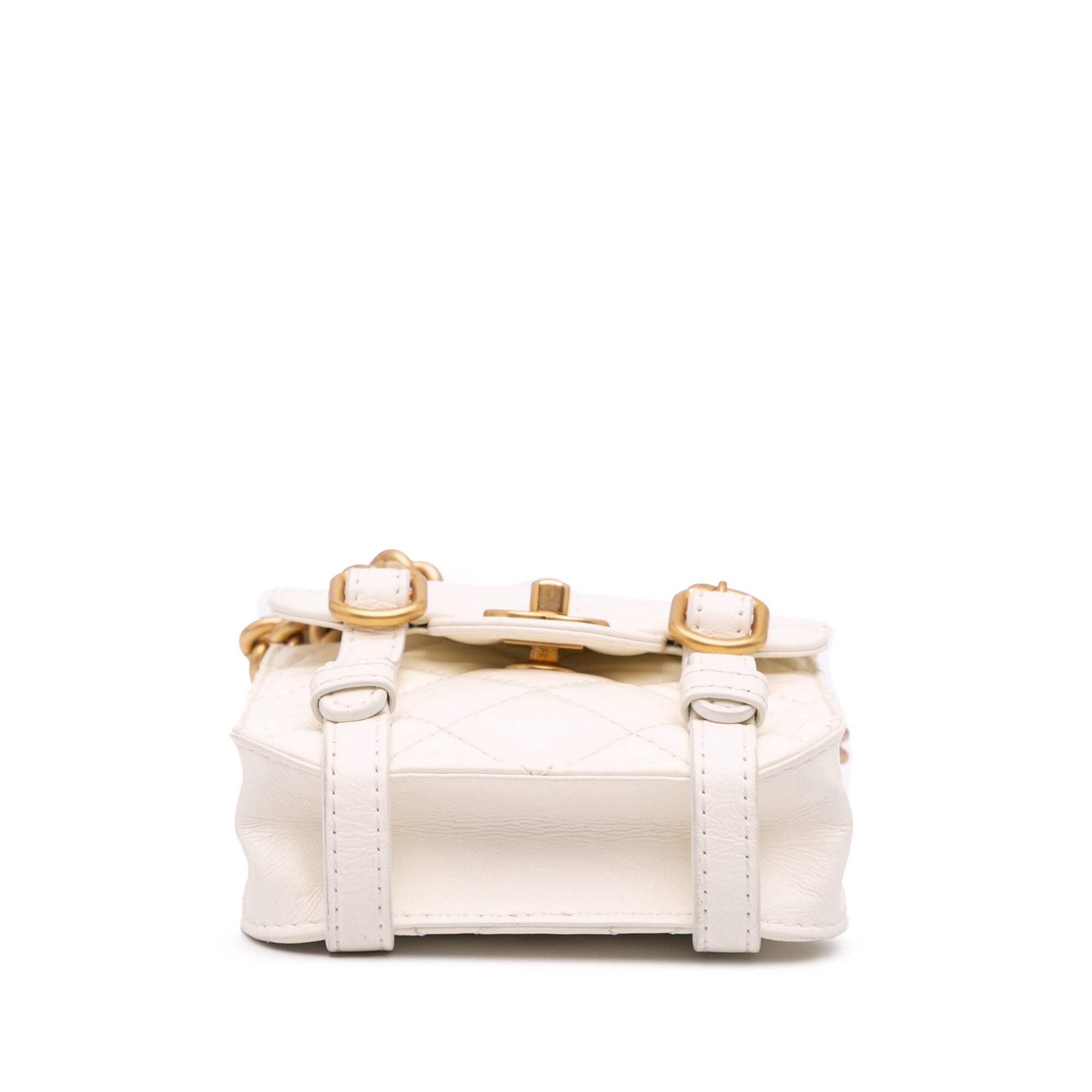 Chanel | Pre-Owned Mini Aged Calfskin City School Flap - I | White/Ivory