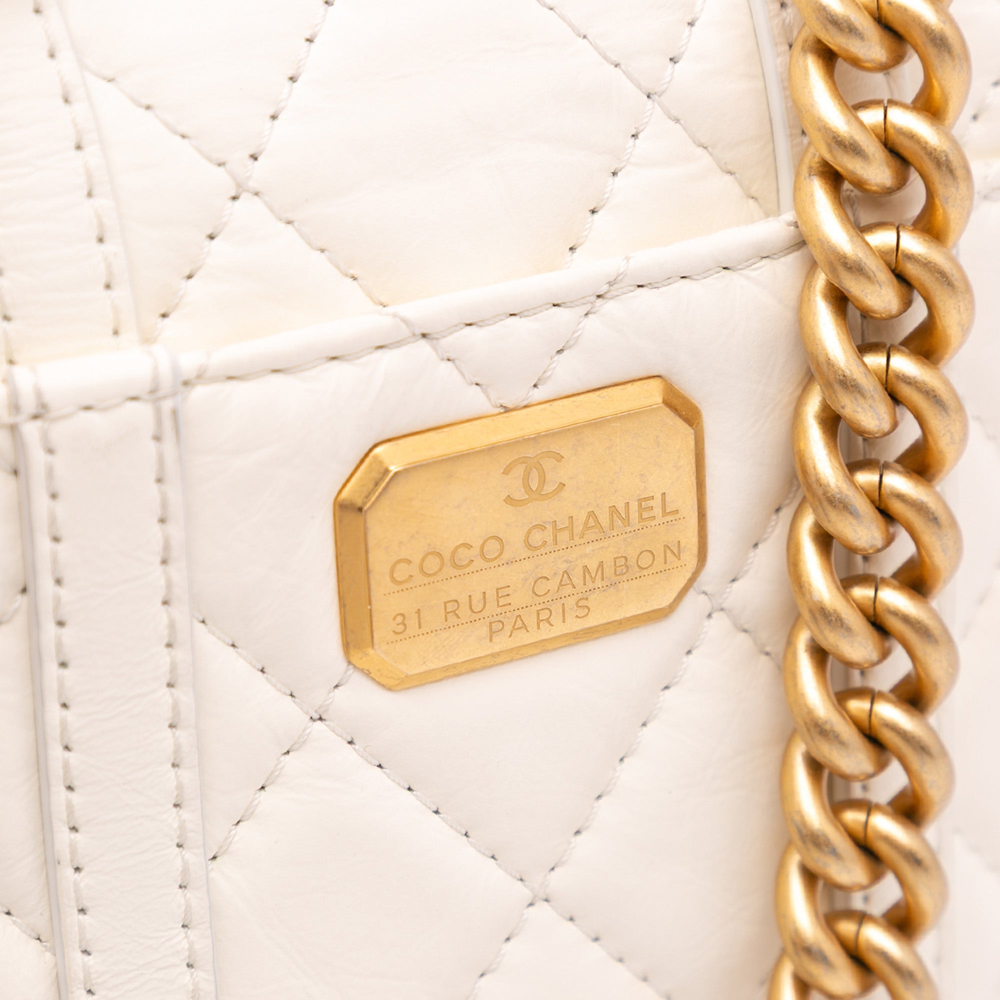 Chanel | Pre-Owned Mini Aged Calfskin City School Flap - I | White/Ivory