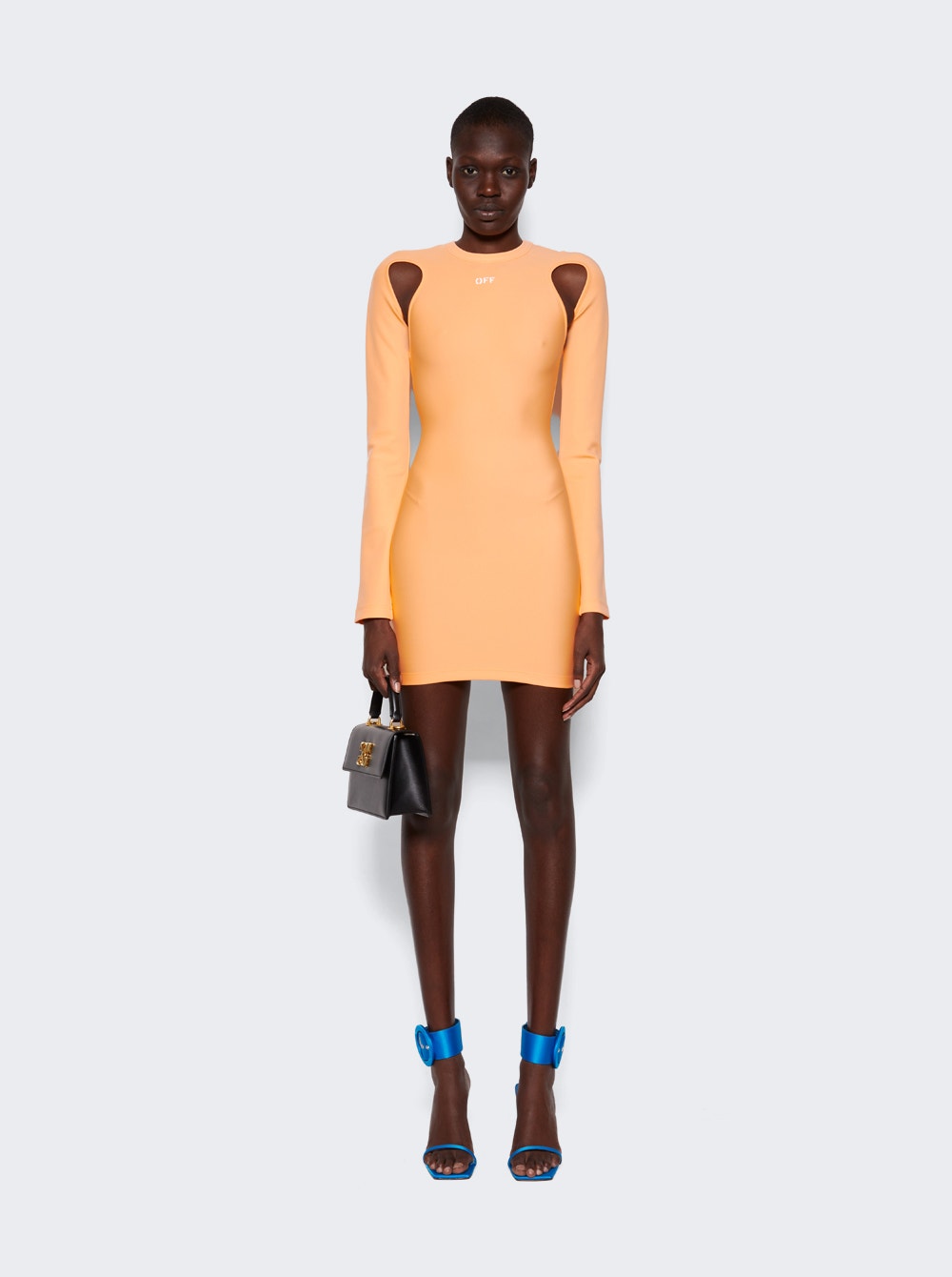 Women | Off-White | Sleek Long Sleeve Mini Dress | Peach Orange