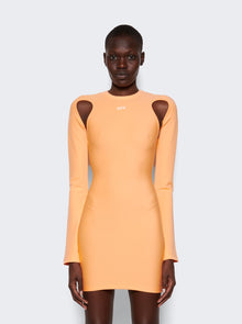 Women | Off-White | Sleek Long Sleeve Mini Dress | Peach Orange