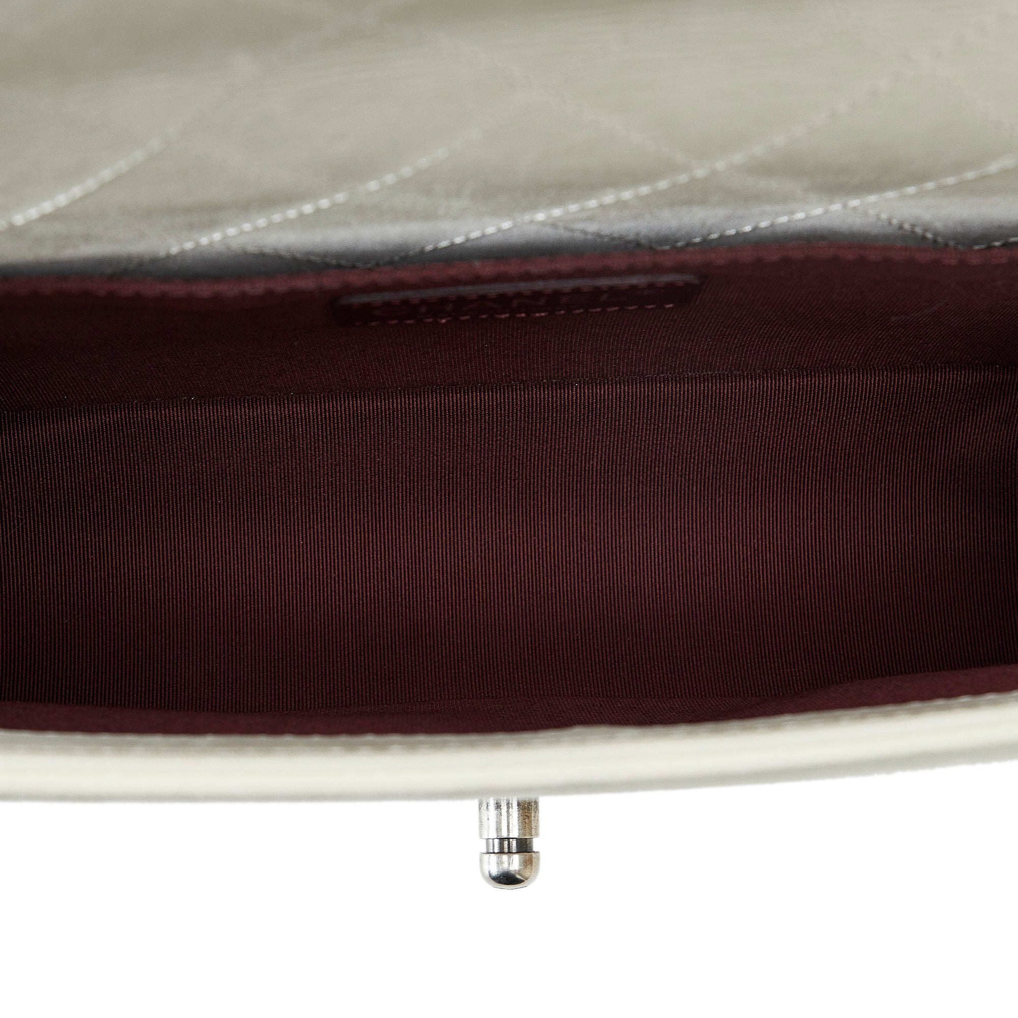 Chanel | Pre-Owned Old Medium Bicolor Shearling Boy Flap | White/Ivory