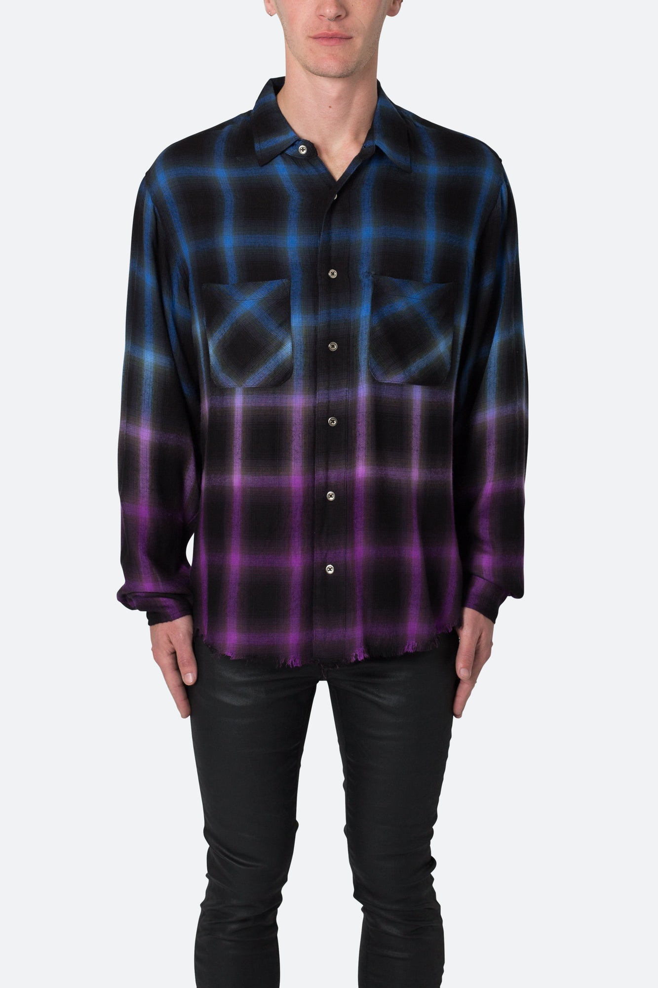 Ombre Flannel Shirt | Black x Purple