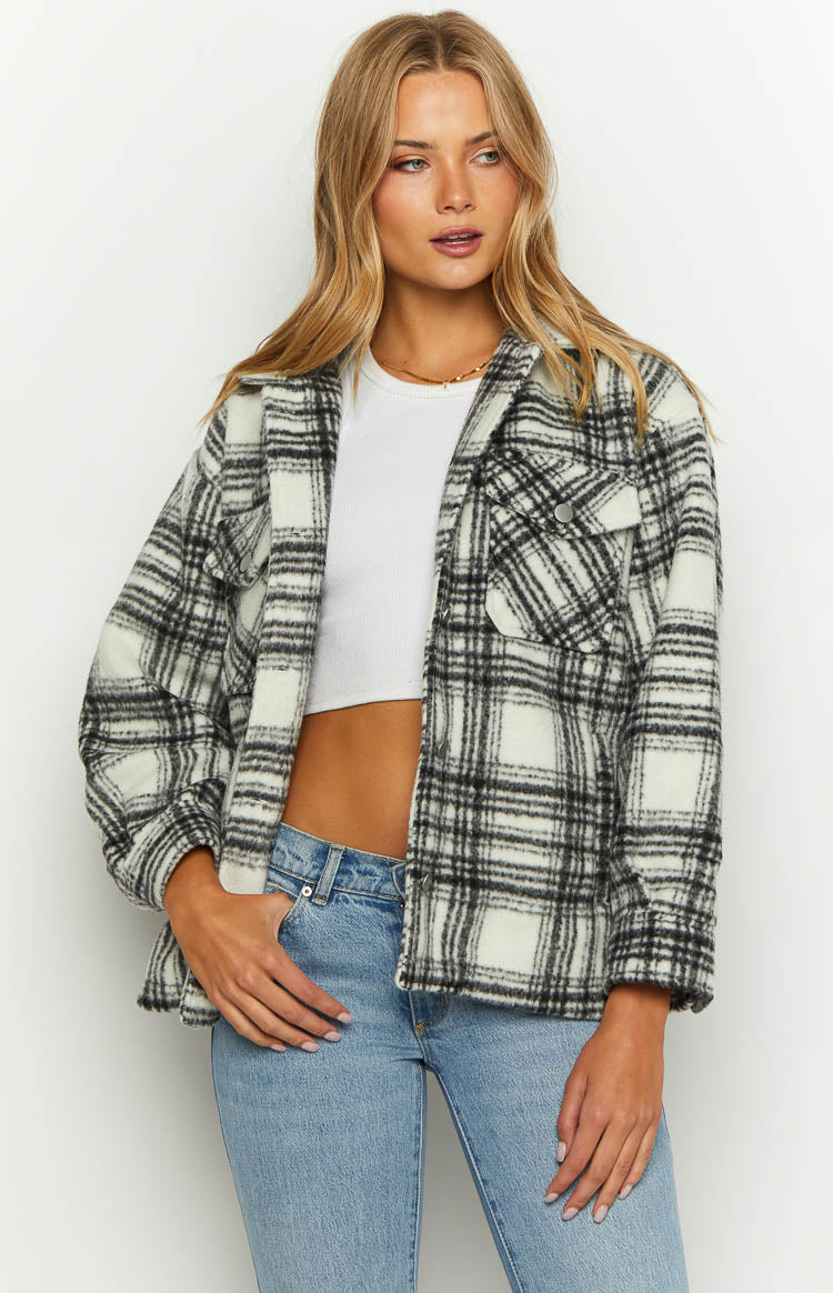 Orson Fleece Check Jacket | Black And White