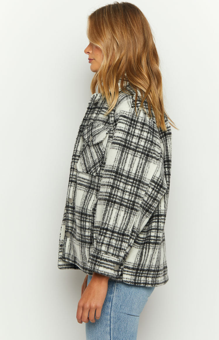 Orson Fleece Check Jacket | Black And White