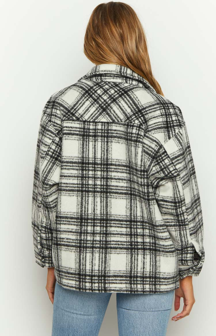 Orson Fleece Check Jacket | Black And White