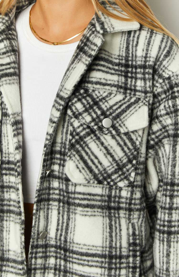 Orson Fleece Check Jacket | Black And White