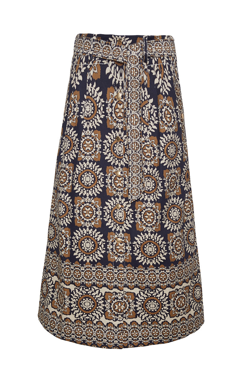 Oslo Skirt | Blue Medallion Tile