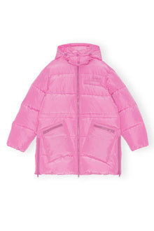 Oversized Tech Puffer Midi Jacket | Cyclamen