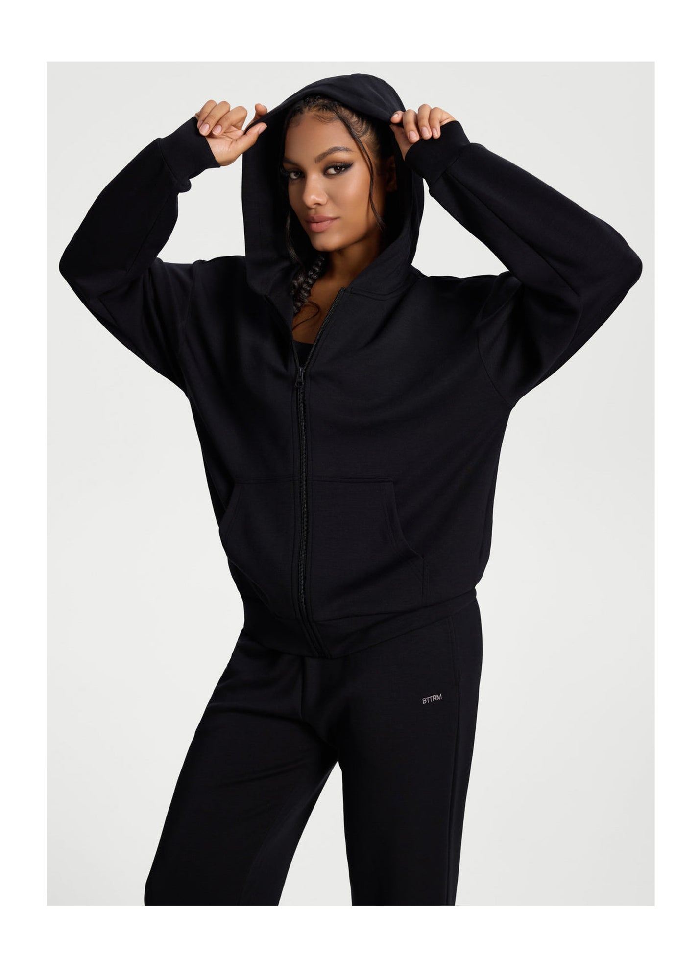 Oversized Zip-Up Hoodie | Black