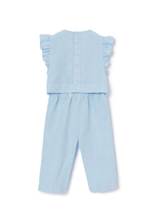 Linen Dungaree Suit | Cornflower Blue