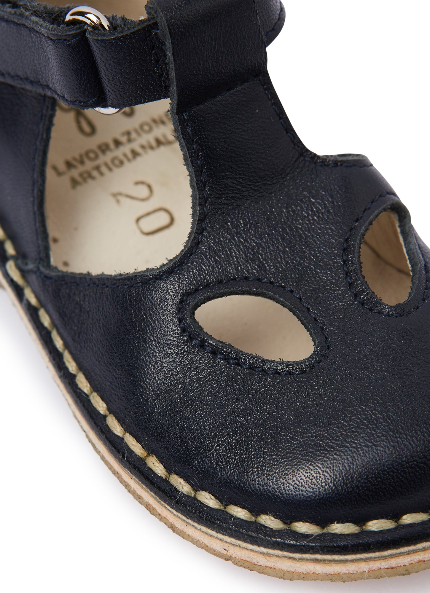 High Nappa Leather Sandals with Eyelets | Blue